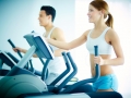working out  on a crosstrainer